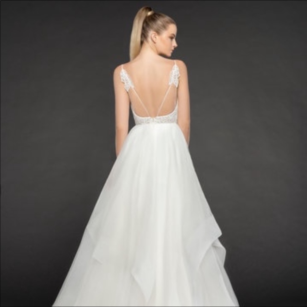 Hayley Paige Occasions White Bridal Gown with Lace Bodice